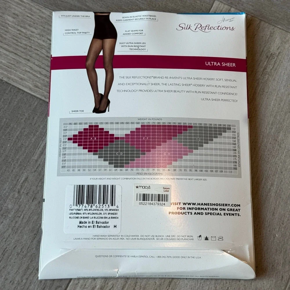 Hanes Silk Reflections Ultra Sheer High Waist Pantyhose Little Color GH‎ 0B397